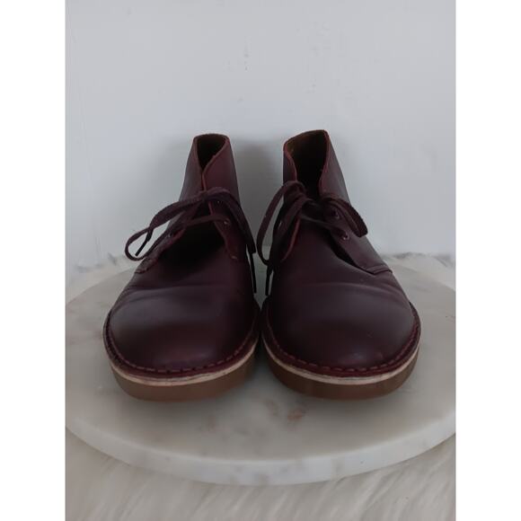 Clarks Bushacre Men\'s Size 10 Desert Boots Leather Burgundy 15522 main image 6